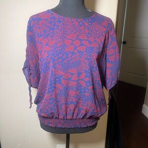 MICHAEL Michael‎ Kors Blue and Red Paisley Blouse size large